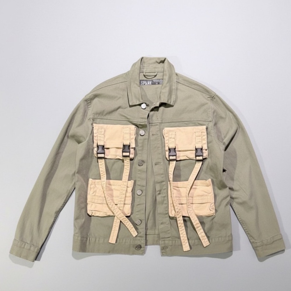 Mens Olive Green Utility Jacket 2XL Spark Premium Denim Studio Collection
